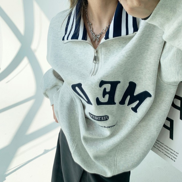 polo zipper logo sweatshirt　ポロジッパーロゴスウェットシャツ　J0577
