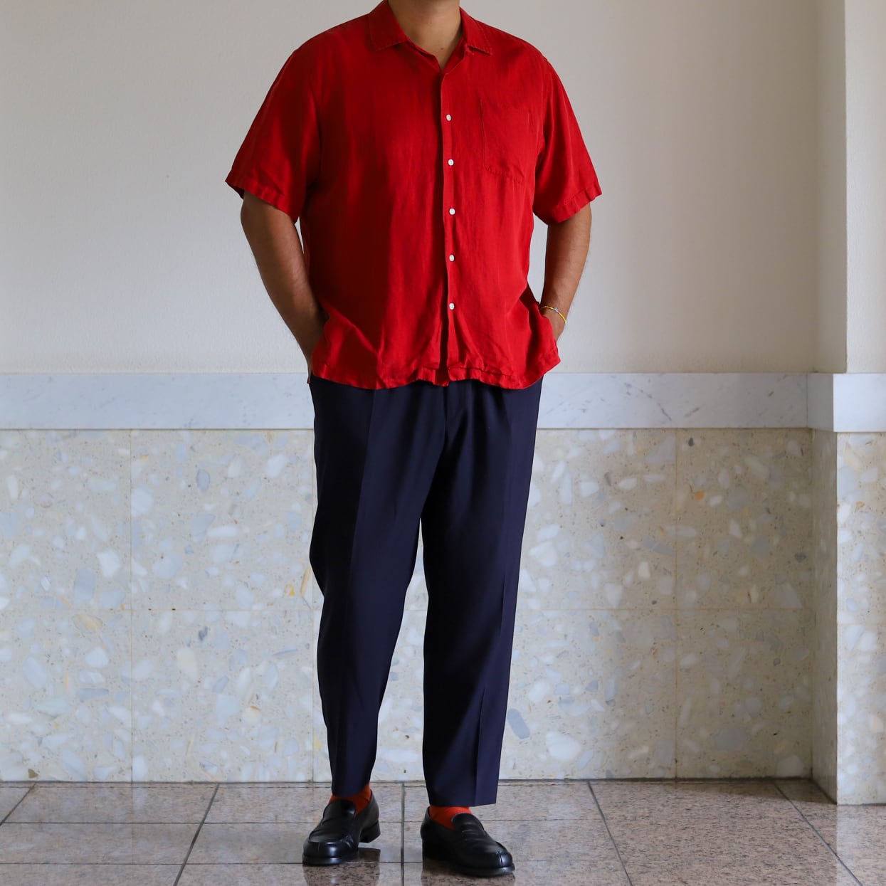 極美品】90s Ralph Lauren special silk linen open collar 極美品】90s Ralph Lauren special silk linen open collar
