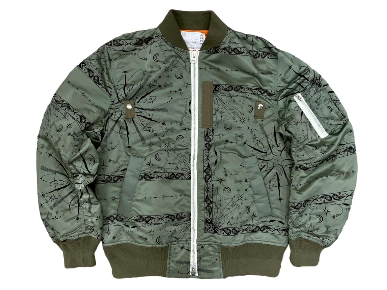 SACAI 20-02329M × Dr.Woo BANDANA PRINT MA-1 BOMBER ...