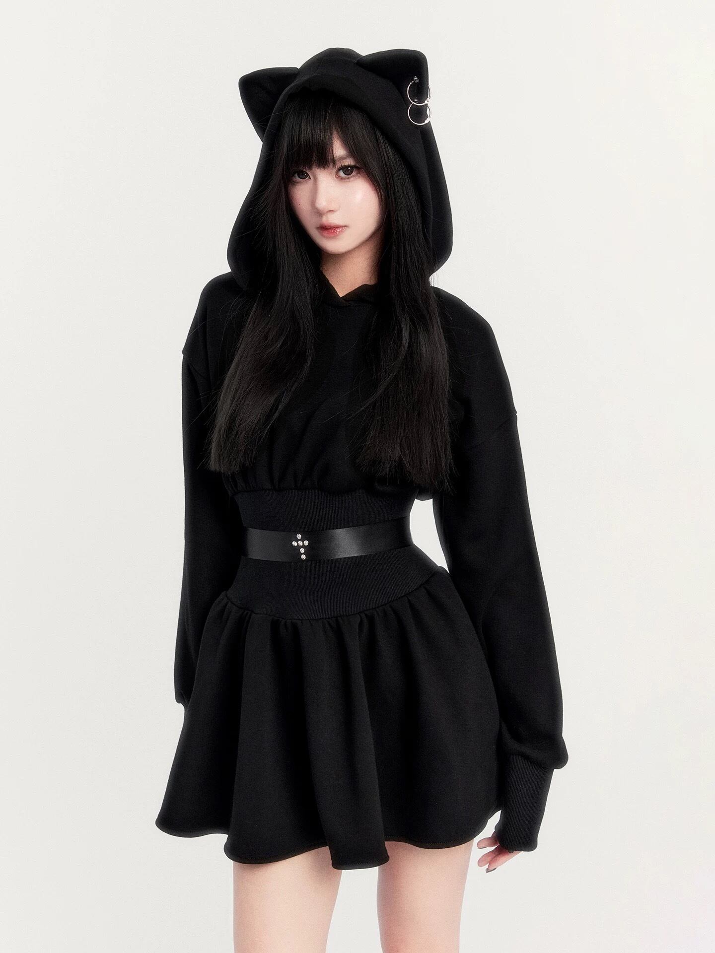 Myurina 猫耳スウェットミニワンピース 平成ギャル タイトワンピース