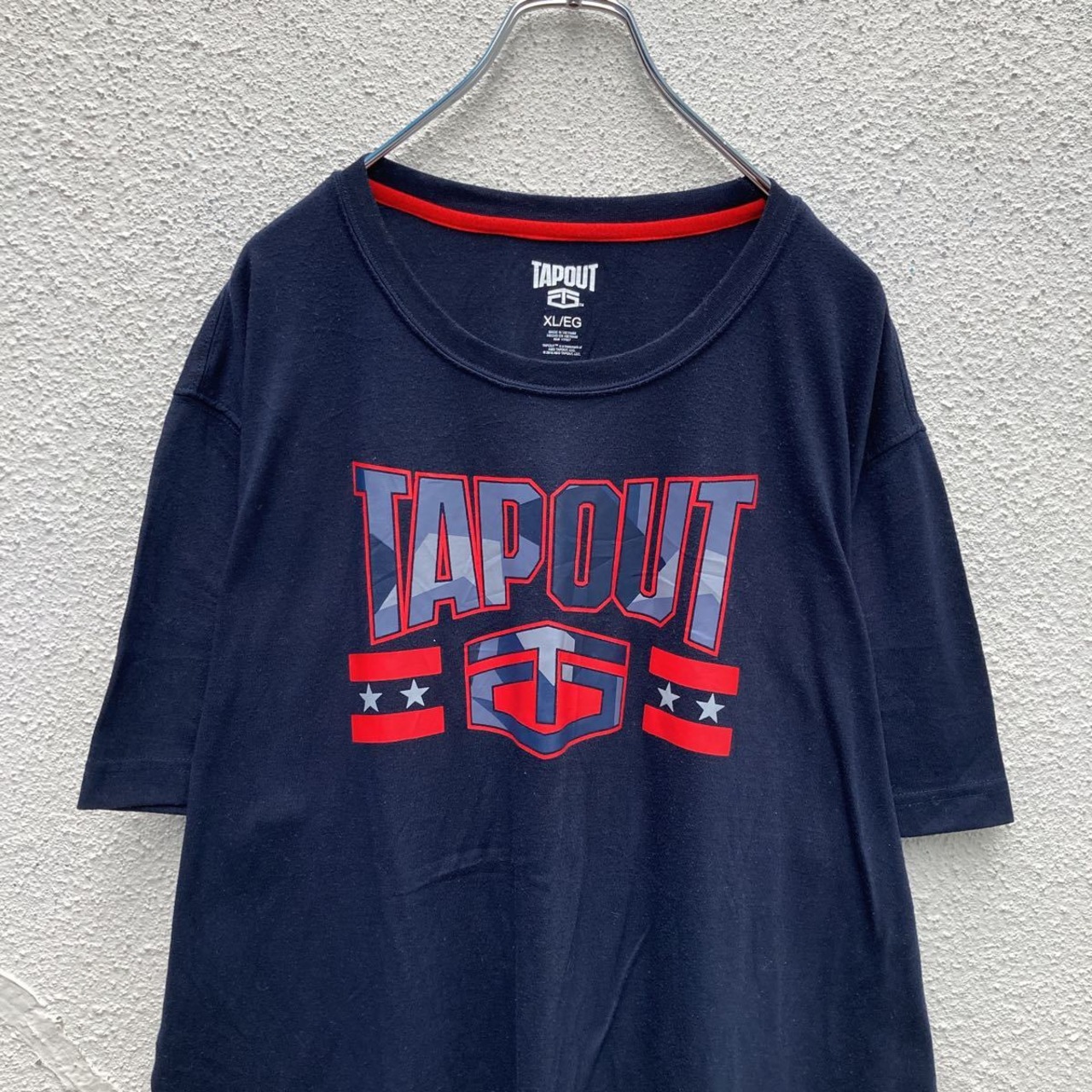 TAPOUT 半袖 プリント Tシャツ XL ネイビー レッド タップアウト 