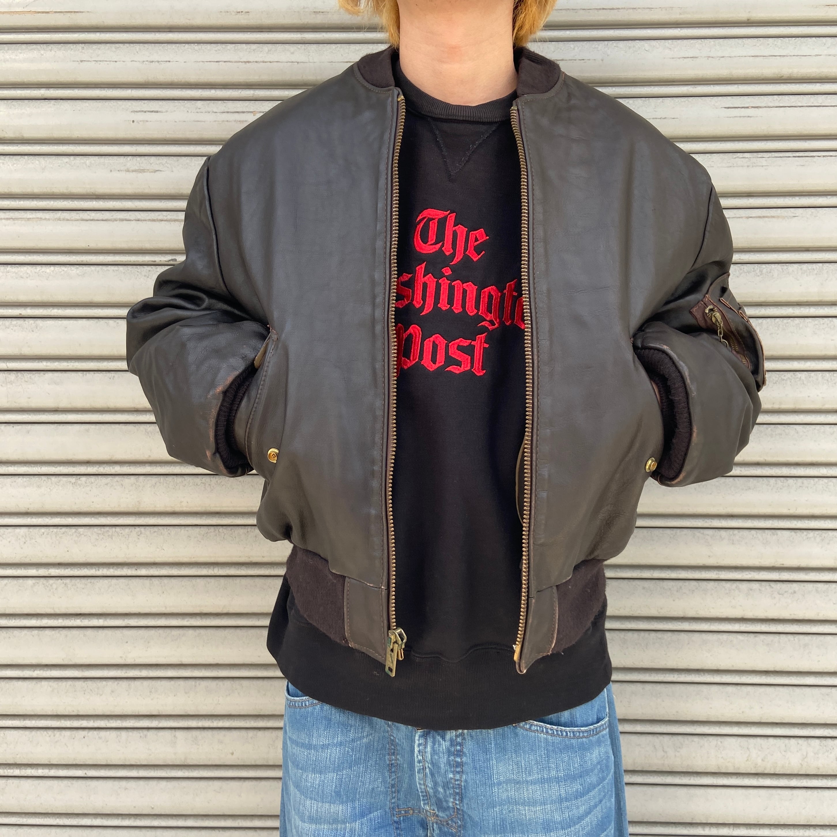 送料無料』SCHOTT 90s USA製 本革 フライトジャケット MA-1 ミリタリー  