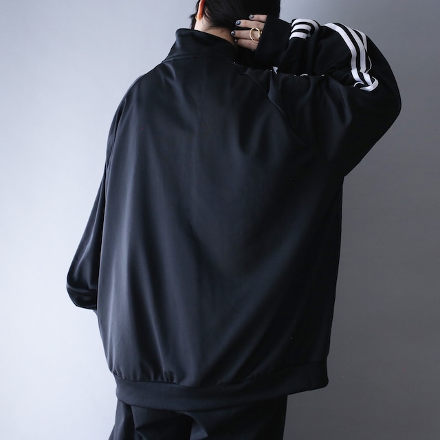 "adidas" over silhouette black track jacket