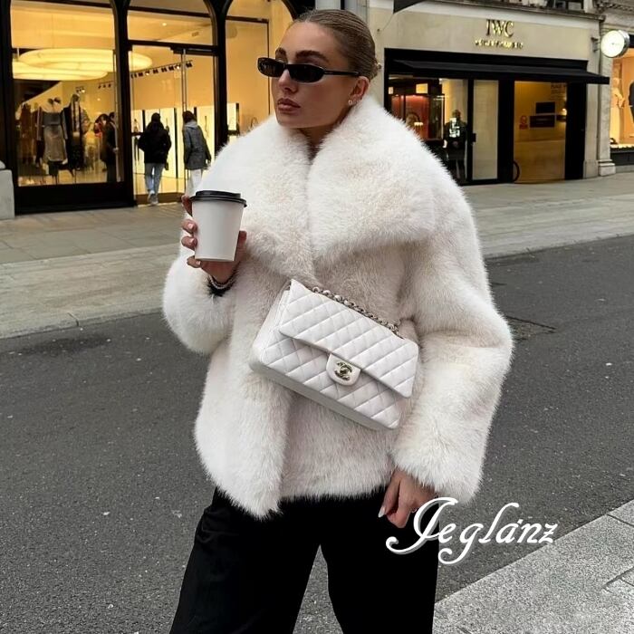 7色 ファー エコファ ジャケット ブルゾン 襟付き ファンシー ♪(MB227)φ