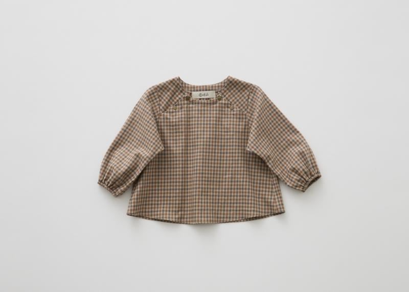【 eLfin Folk 26AW 】 Country Check Baby Blouse / beige