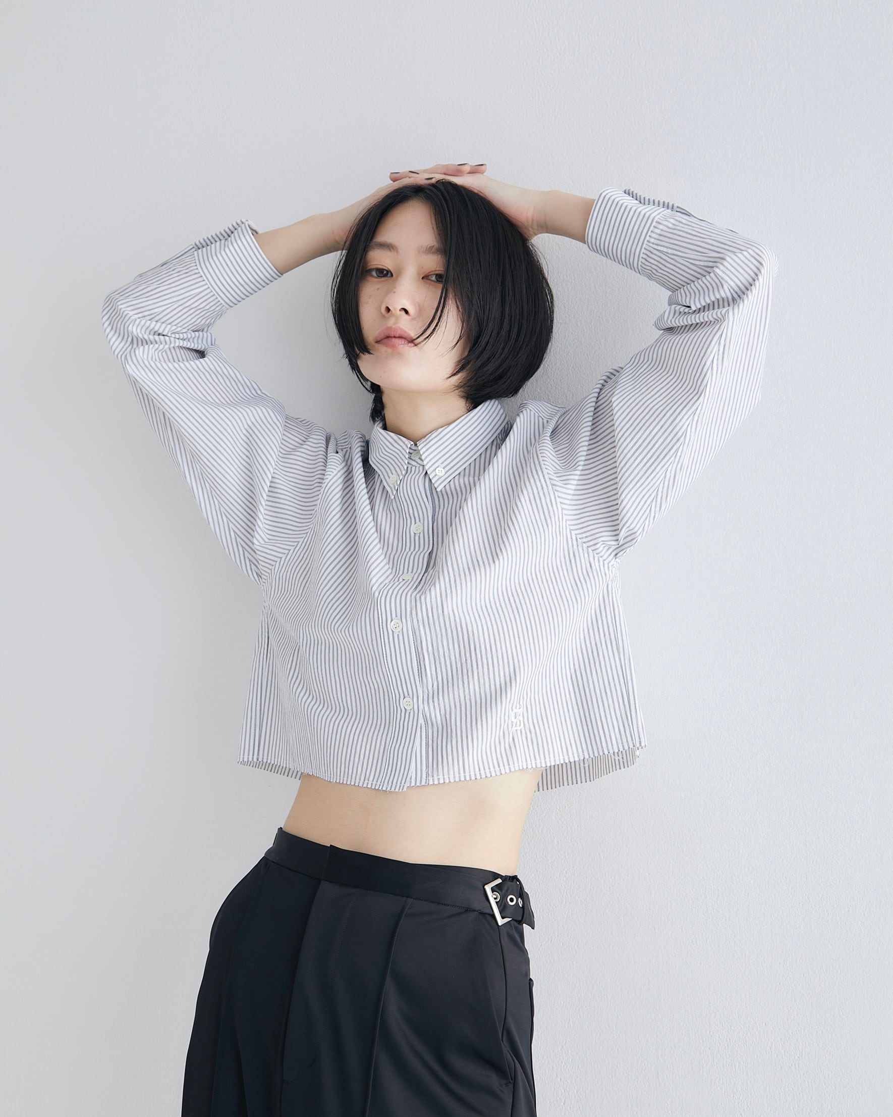 SELENAHELIOS Bright Gather Blouse グレー Jonas Jacquard Shirt | GUESS Factory