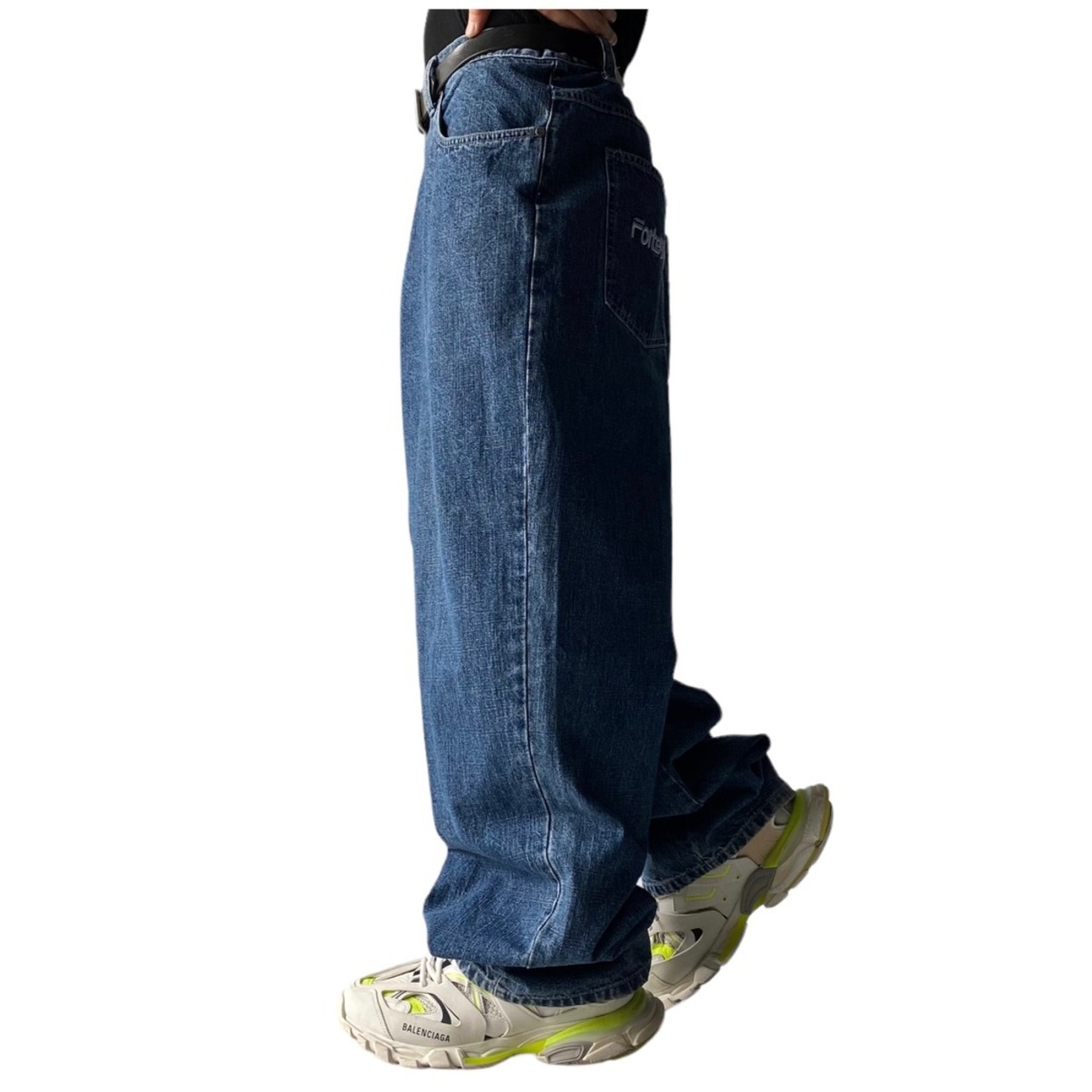 ♾️Forte Bleu♾️ Design printed wide buggy denim pant | ELCASION