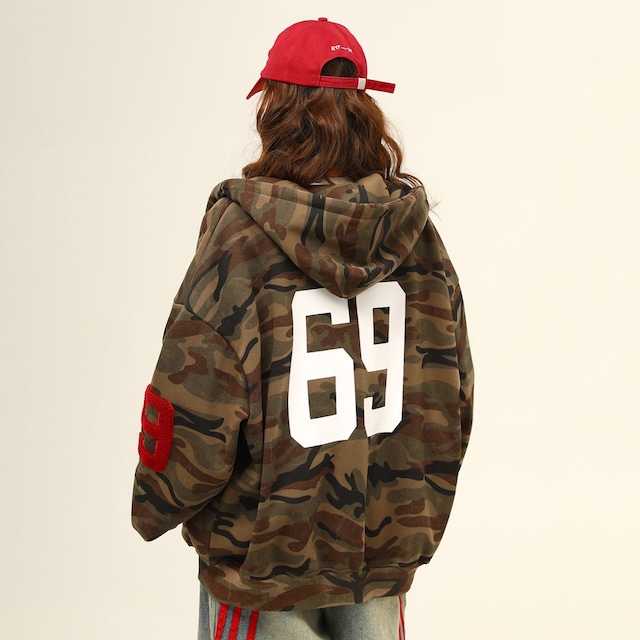 カモフラナンバリングジップパーカー R00832