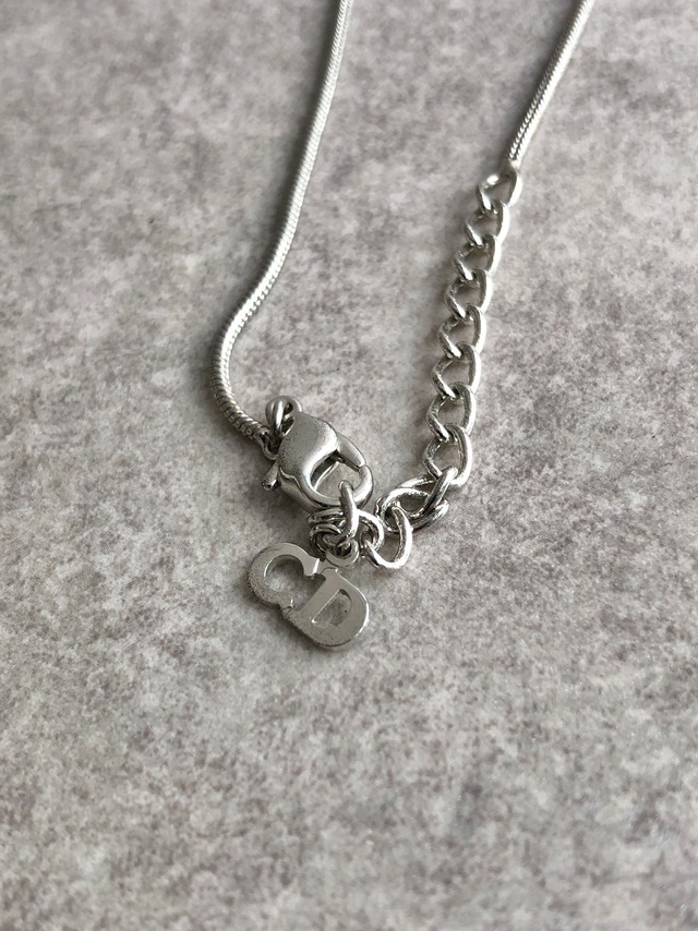 Christian Dior クリスチャン ディオール トロッター ネックレス シルバー×ブルー スクエア vintage ヴィンテージ オールド 5g8x5z