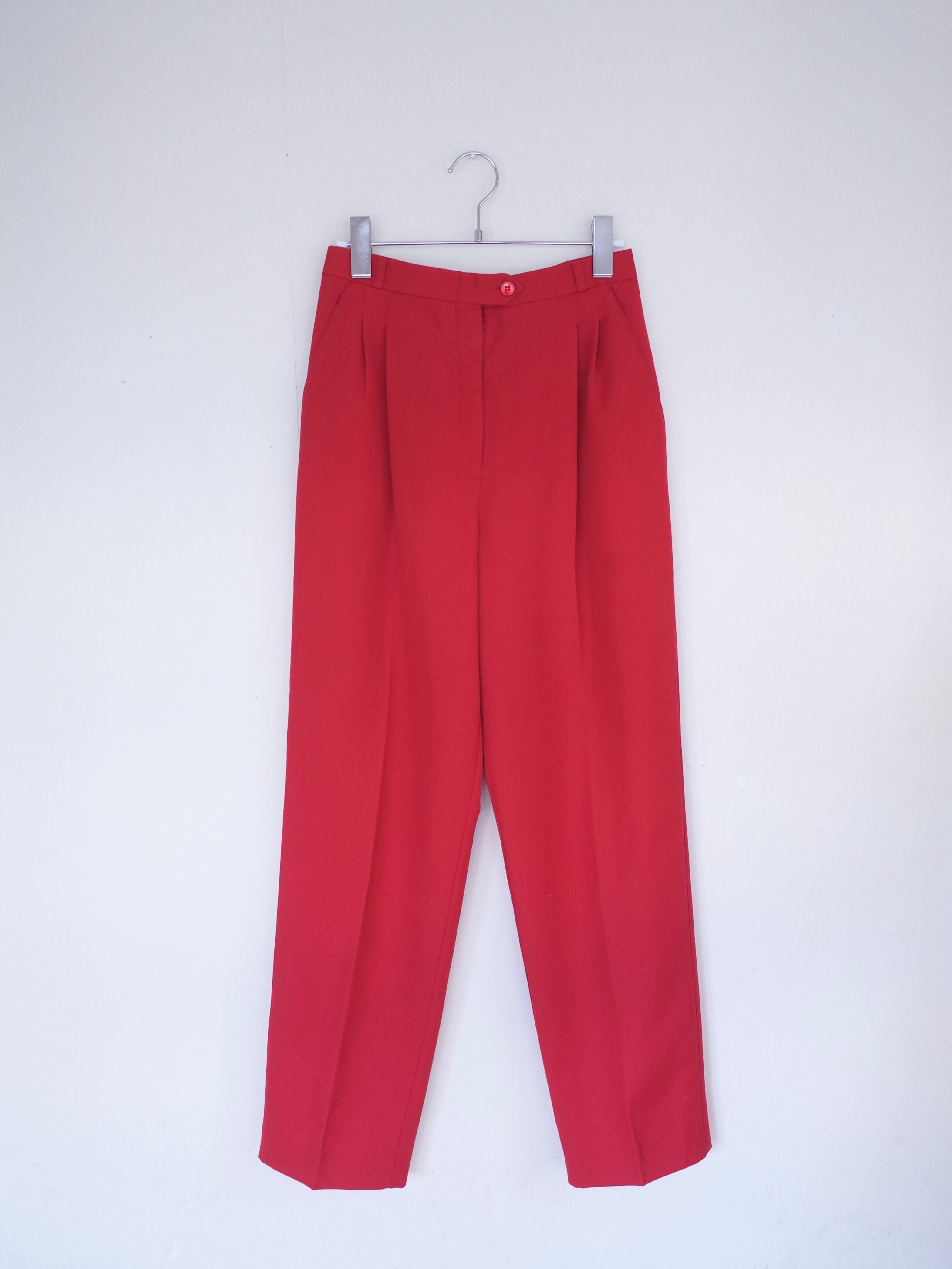 80s Red tuck pants