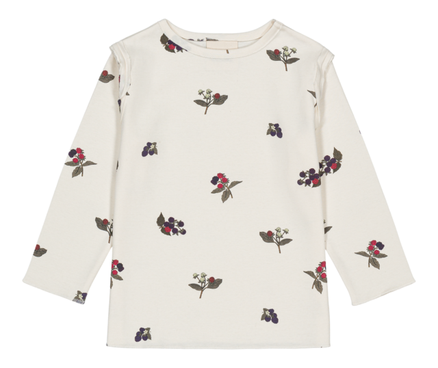 LALA T-SHIRT ECRU / BLACKBERRIES (36M-4Y)【STUDIO BOHEME】TSHIRT LALA ECRU MÛRES