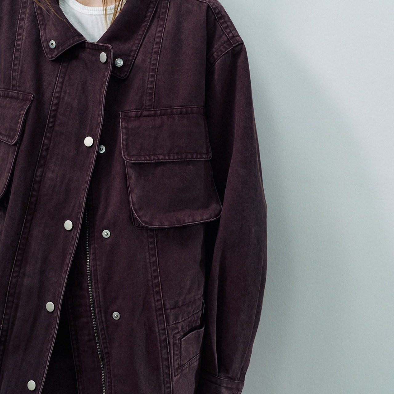 shirt color oversized jacket T4395