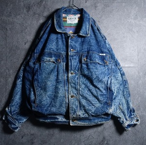 EURO Chemical Wash Native Pattern Design Denim jacket