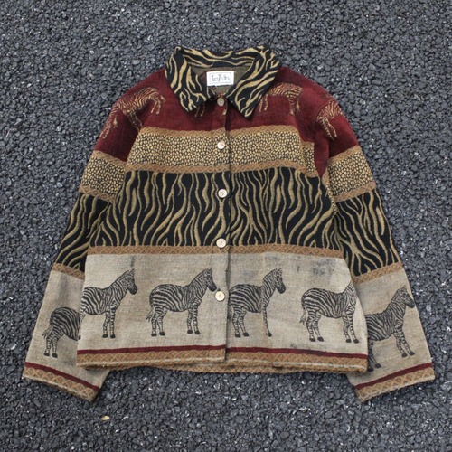 Vintage Jacquard Jacket [Tan Trums] [1980s-] Anmals Design