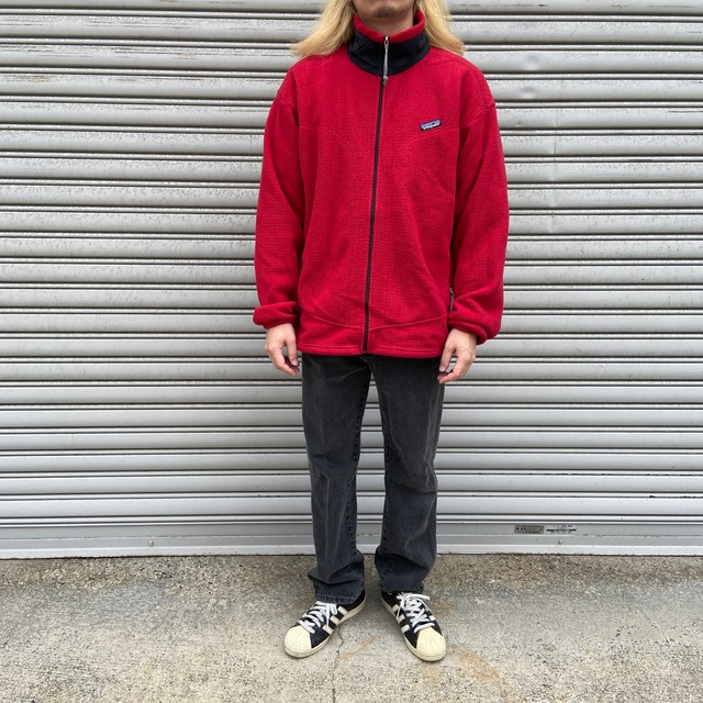 90s USA製 patagonia レギュレーター フリースジャケット 赤 L