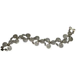 vintage flower motif silver bracelet