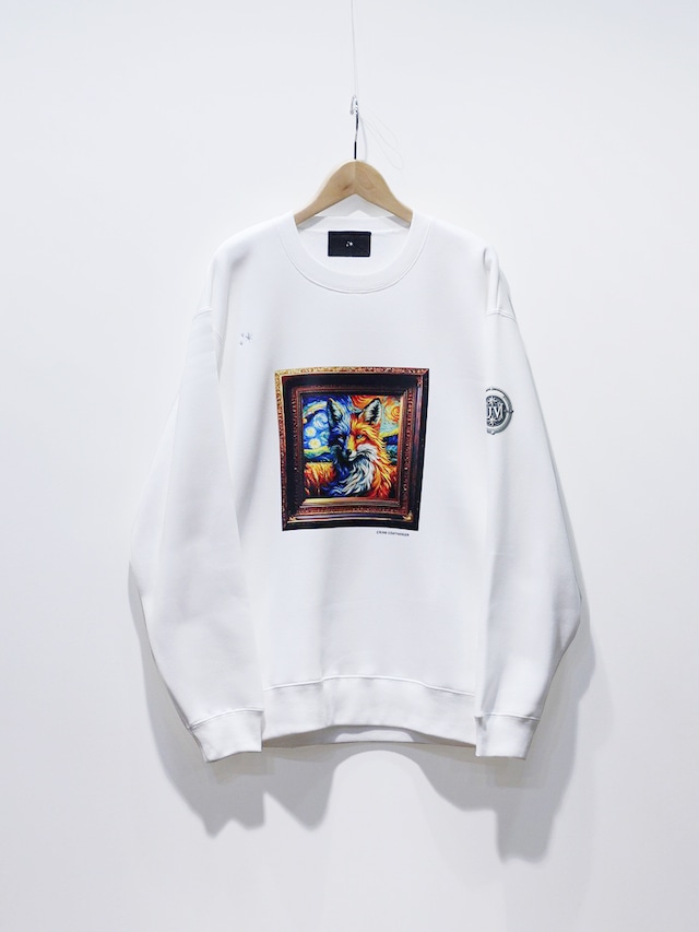 GarageUW BLUE&GOLD FOX CREW NECK SWEAT PULLOVER WHITE