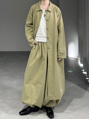 [SETUP] maxi light coat × wide balloon pants / khaki