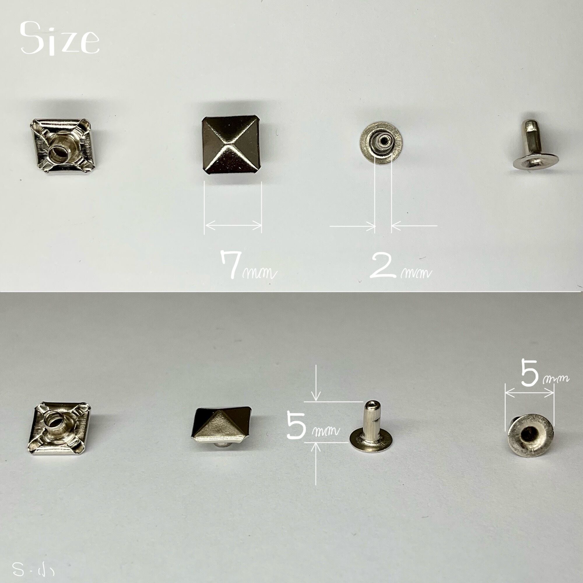 Peacock 角ピラミッドカシメ (小/7mm) ニッケル | okafactory 岡製作所