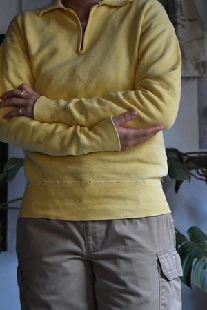 60‘s vintage “half zip up“ “sweat shirts“ “yellow“ “JUNK“