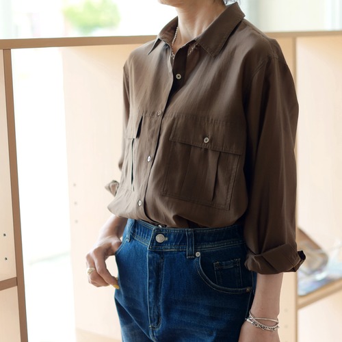 サマーSALE　Le MARAIS (ル マレ)　Wポケット＆フェザーウエイト　シアーシャツ