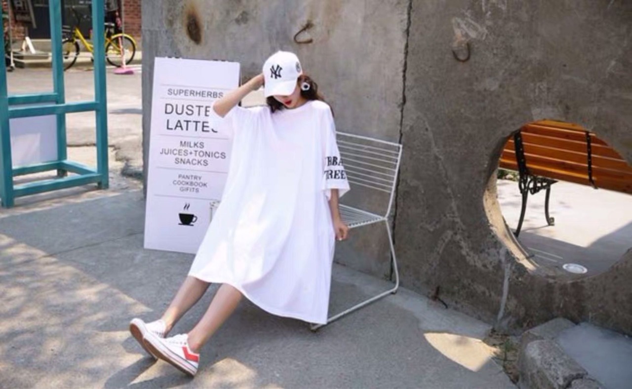 Z-20193 ワンピース Tシャツ ロングTシャツ ひざ丈 半袖 五分袖