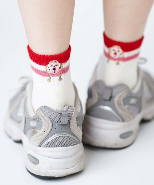 gym master ハッピー刺繍ソックス レディース