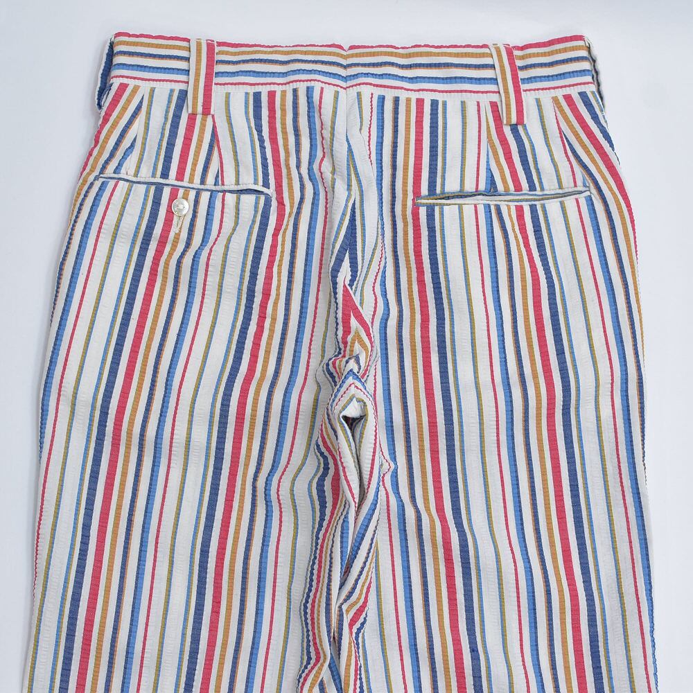 70s Vintage マルチストライプ シアサッカー スラックス TALONジップ