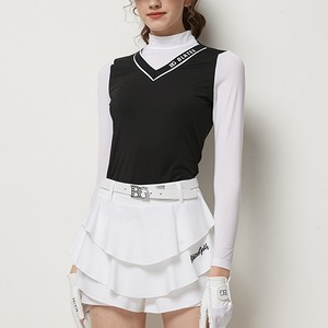 ハイネック　長袖トップス　日焼け防止　モノトーン