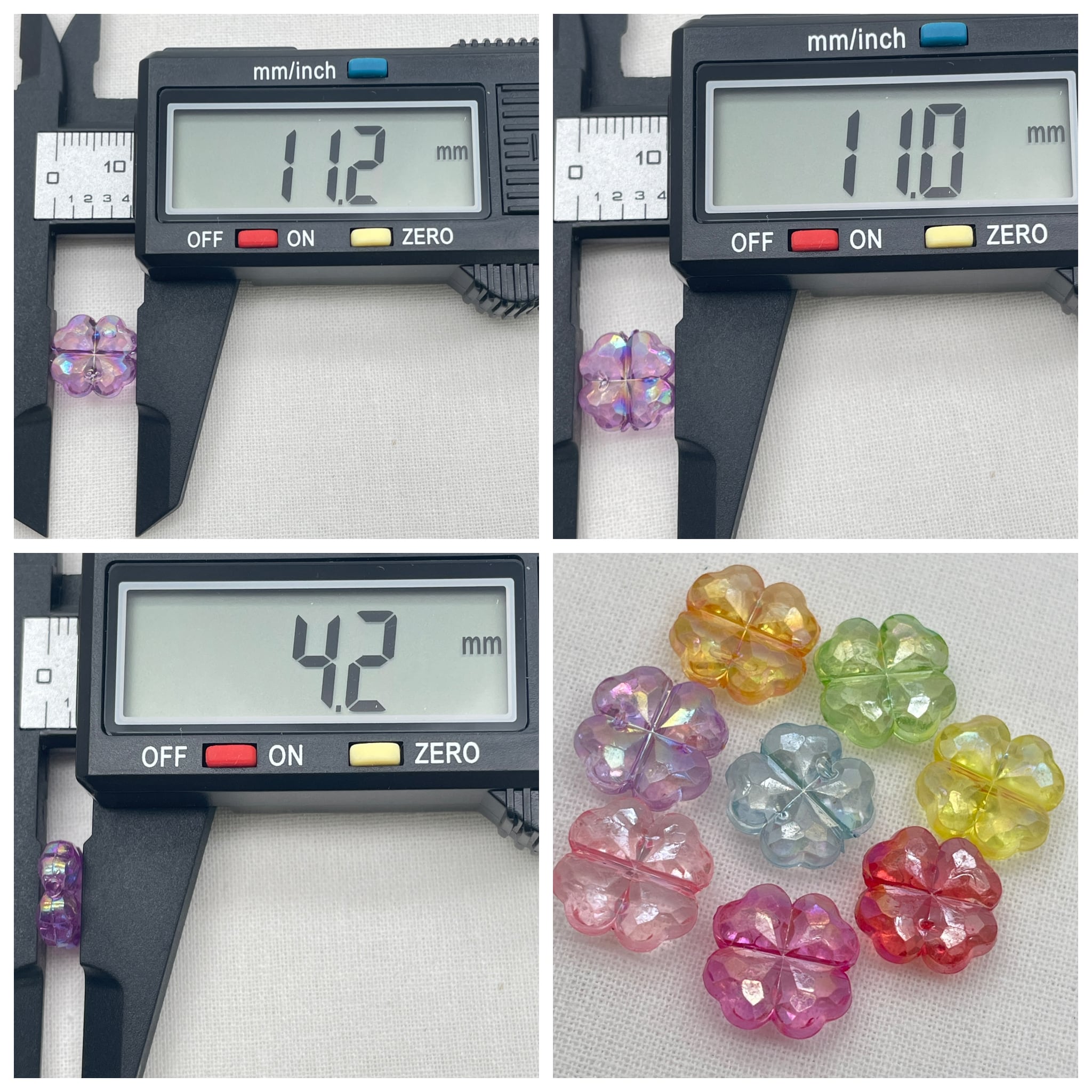 クローバー風 アクリルビーズ オーロラ加工 100個入り【AB-FLW-CB MIX