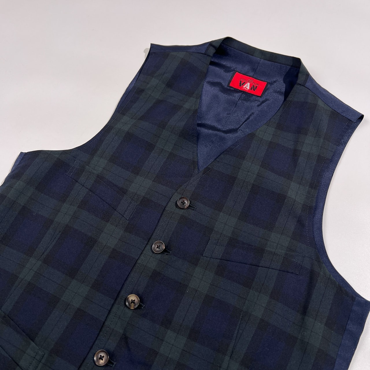美品 THE COLLECTION VAN JAC ヴァンヂャケット ブラックウォッチ 風 チェック オーダー ジレ ベスト YA5 /メンズ