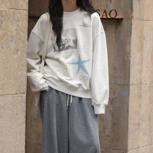 print crew neck sweatshirt　J00220