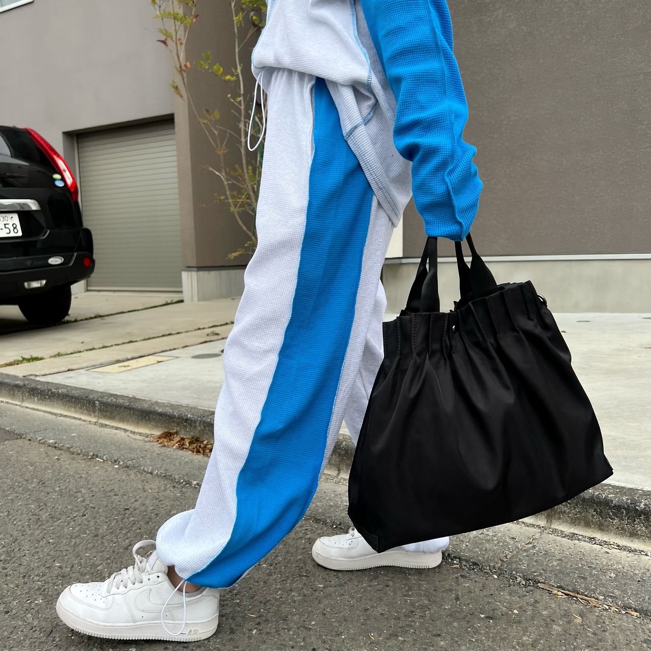 2wayプリーツバッグ【ハンドバッグ・ショルダーバッグ】／ブラック