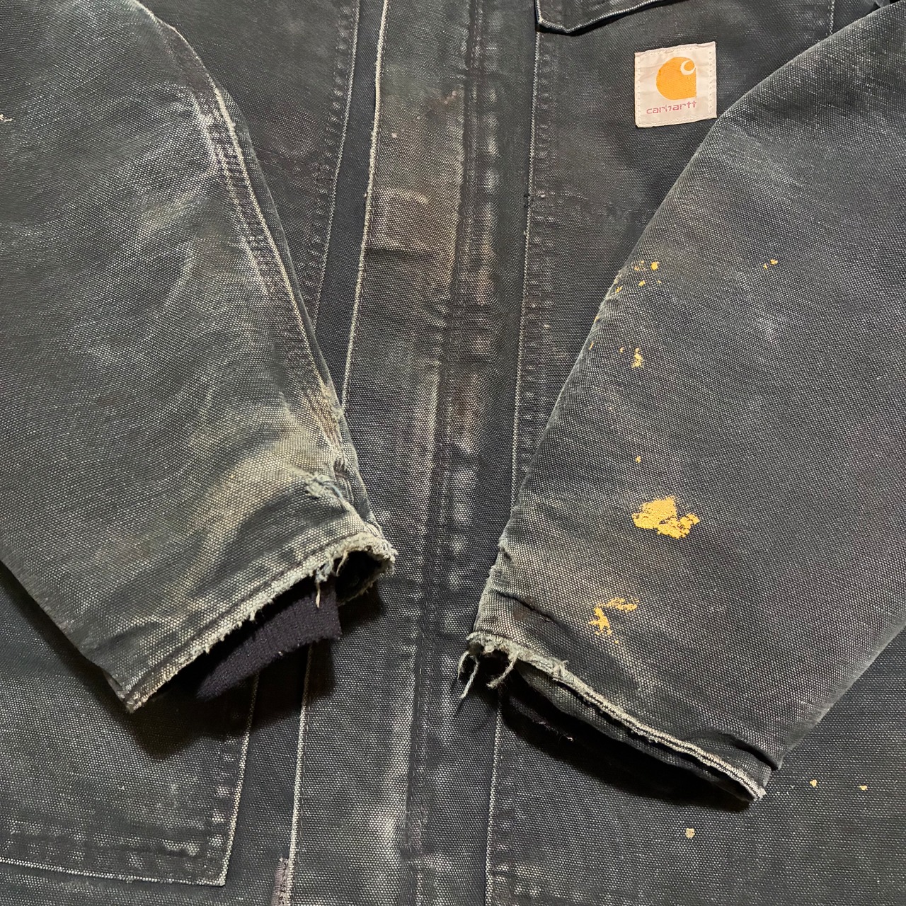 00s Carhartt トラディショナルコート　ブラック　襤褸　フェード　ペンキ飛び　M