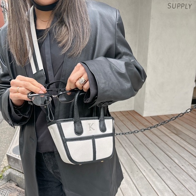 BUDDY. Canvas Bag mini【WHT×BLK】