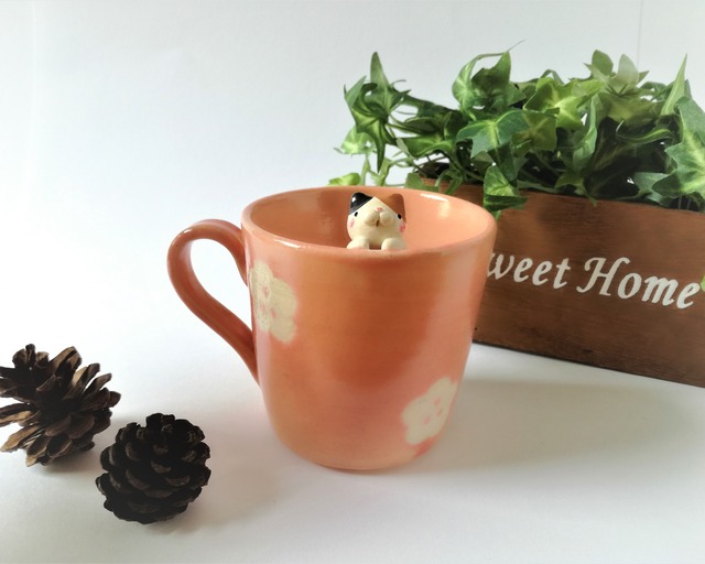 にゃんかっぷ 『三毛猫のふんわりピンク』