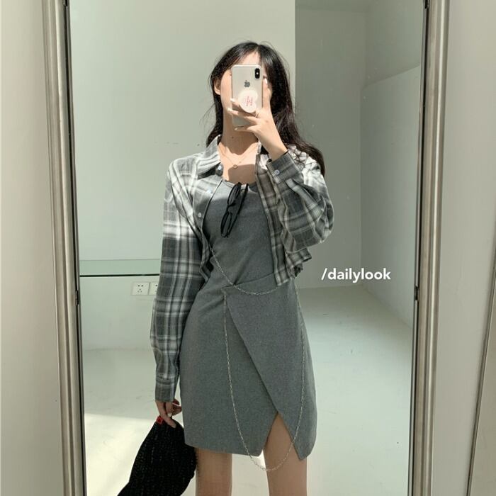 ドレス スタンダードスカート スプリングショートウェストスリム レトロ 春物 モンロー48328402205