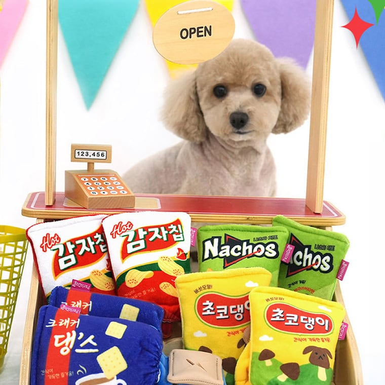 super snack play toy 4color / 犬 おもちゃ ノーズワーク トイ ペット用 カシャカシャ 噛む 音が鳴る 知育玩具 鳴き笛入り 可愛い わんちゃん おもちゃ おやつ隠し ストレス解消 韓国 ペット用品