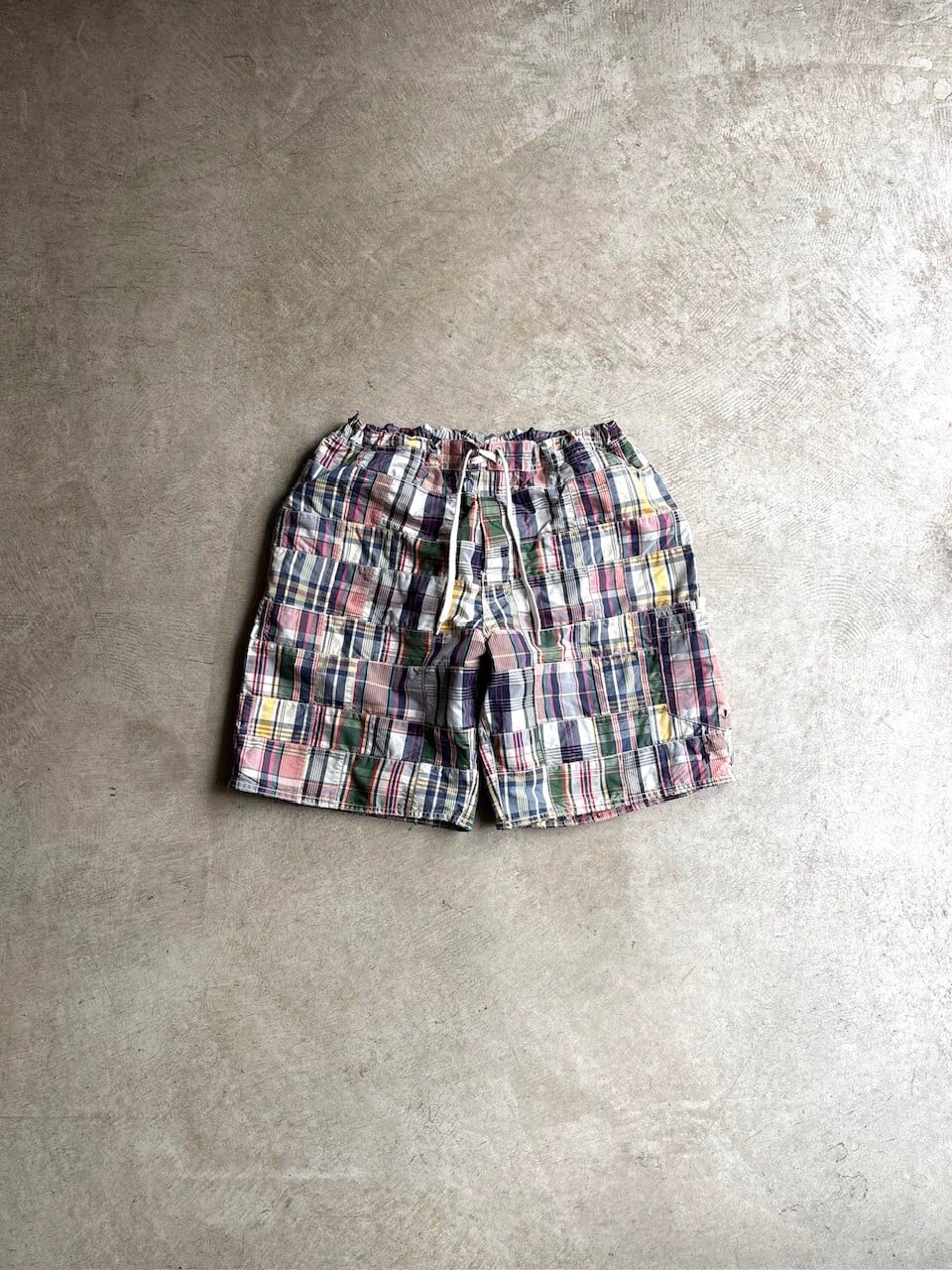 台湾製 90's Polo by Ralph Lauren “MADRAS CHECK PATCHWORK SWIM SHORT”