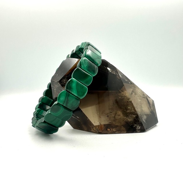 (01124)(1点のみ)マラカイト　孔雀石　Malachite　【バングル11mm】　ブレスレット　天然石ブレスレット　パワーストーン