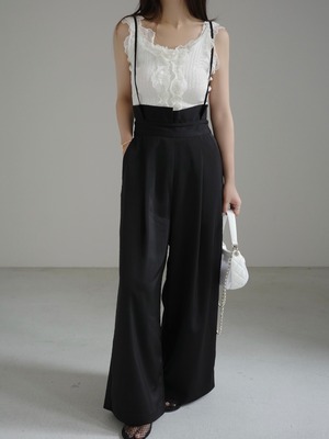 Satin salopette / black （即納商品）