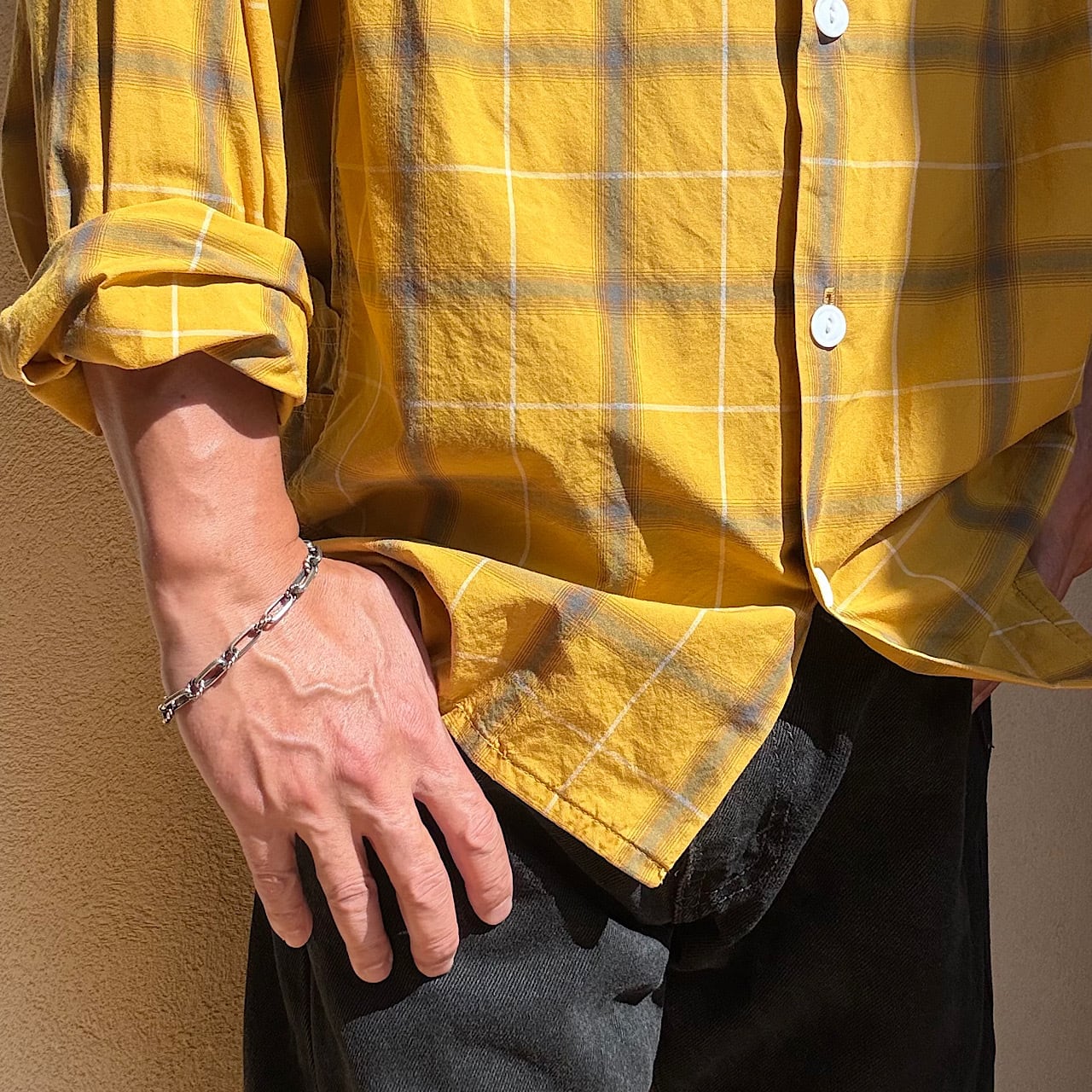 Navajo Chain Bracelet （Half Round Stamped Link） Size L-XL ナバホ