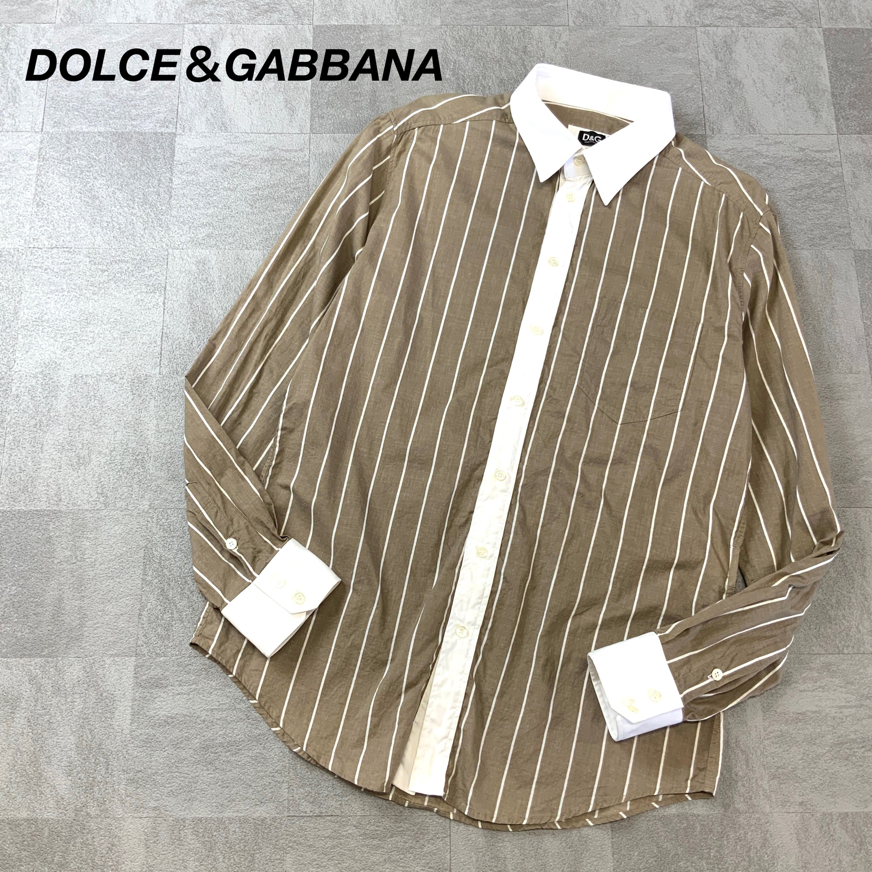 Dolce\u0026Gabbana Mサイズ相当 ストライプ ドレスシャツ