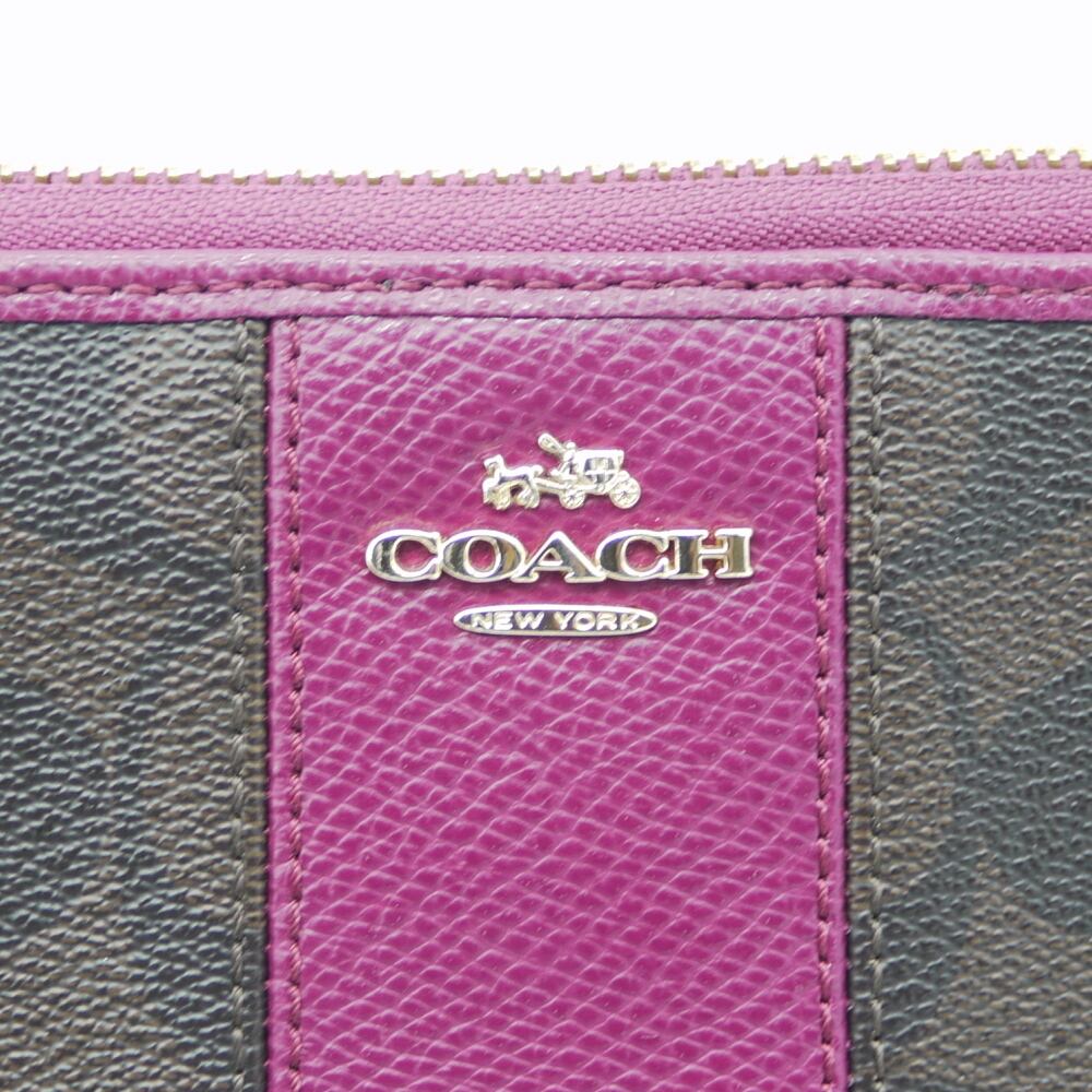 COACH コーチ 長財布 シグネチャー×ワインレッド エナメル - 長財布