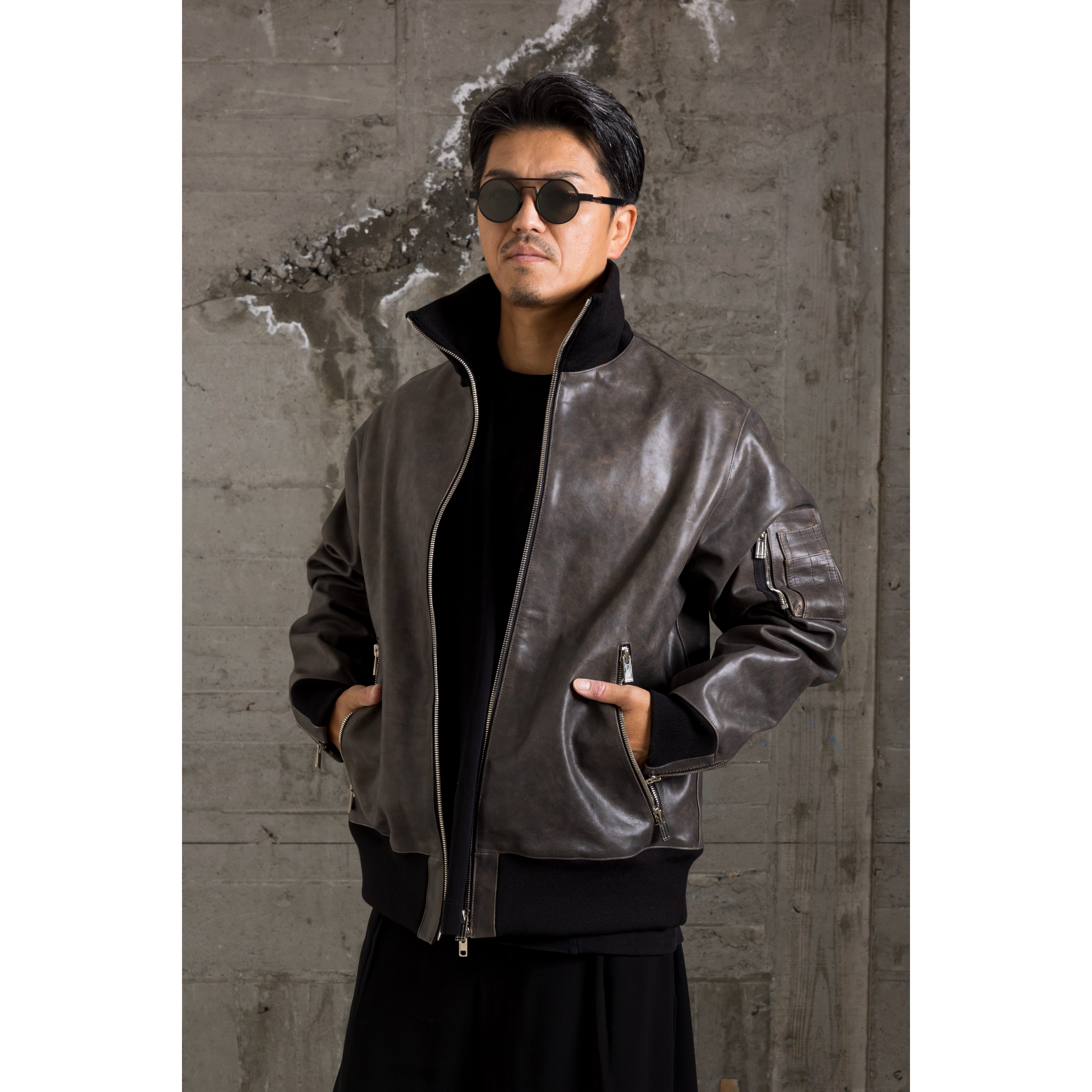 wp002_flight jacket_AVIO-Italian shoulder / natural×black