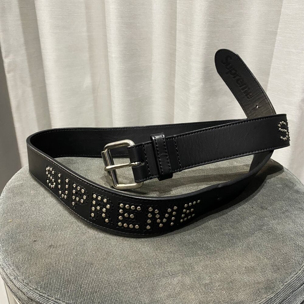 SUPREME シュプリーム 18SS Studded LOGO Belt スタッズロゴ レザー 