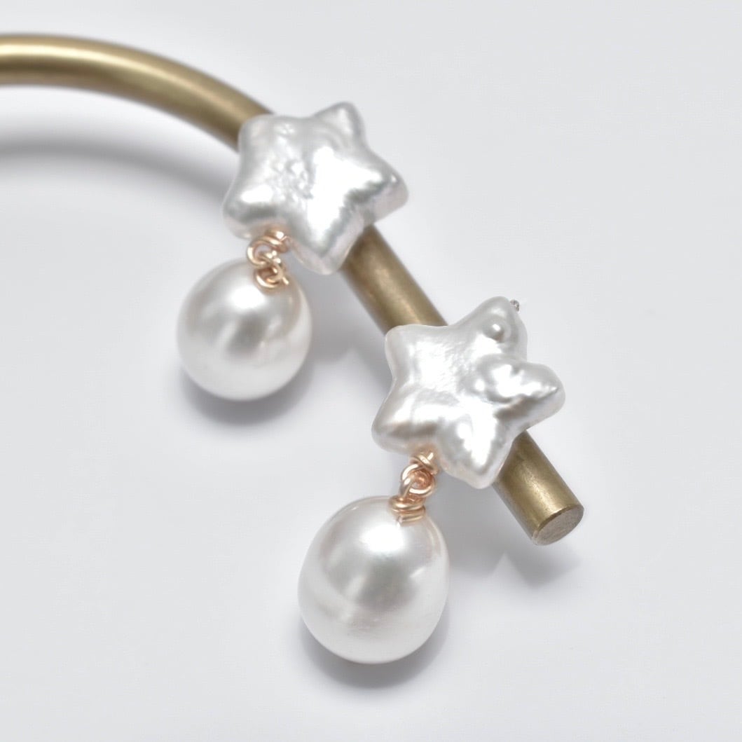 【衣】coscos スターパールホワイトピアス