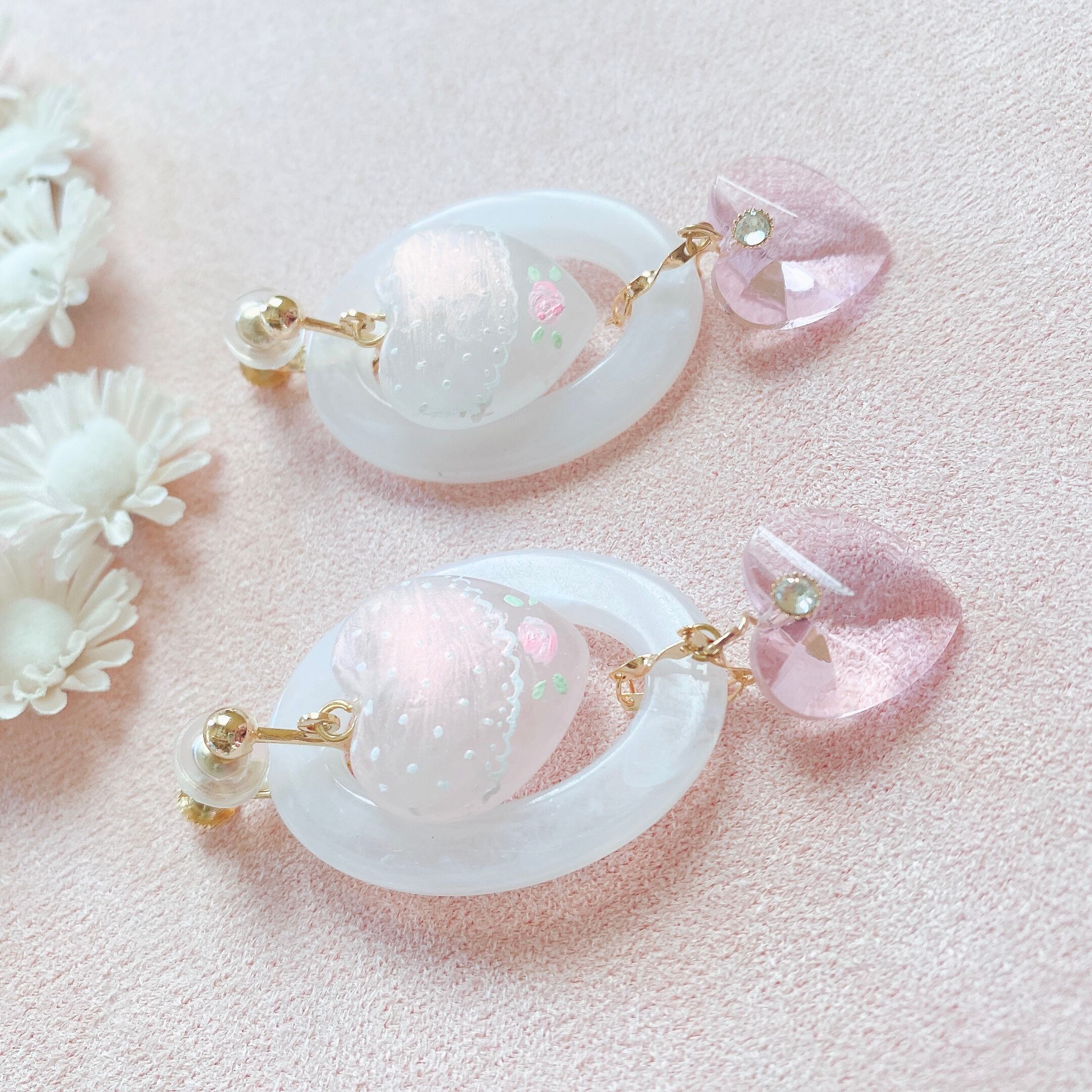 淡雪꙳ ペイント耳飾り(イヤリング）