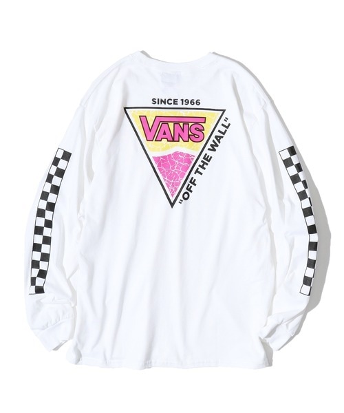 VANS (バンズ)  M TRIANGLE LOGO LS TEE ロンT トライアングル バックプリント スリーブロゴ ホワイト 122R1020700 長袖 ロンT