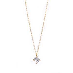 4mm Zirconia Square 45°- 4 Claw Necklace